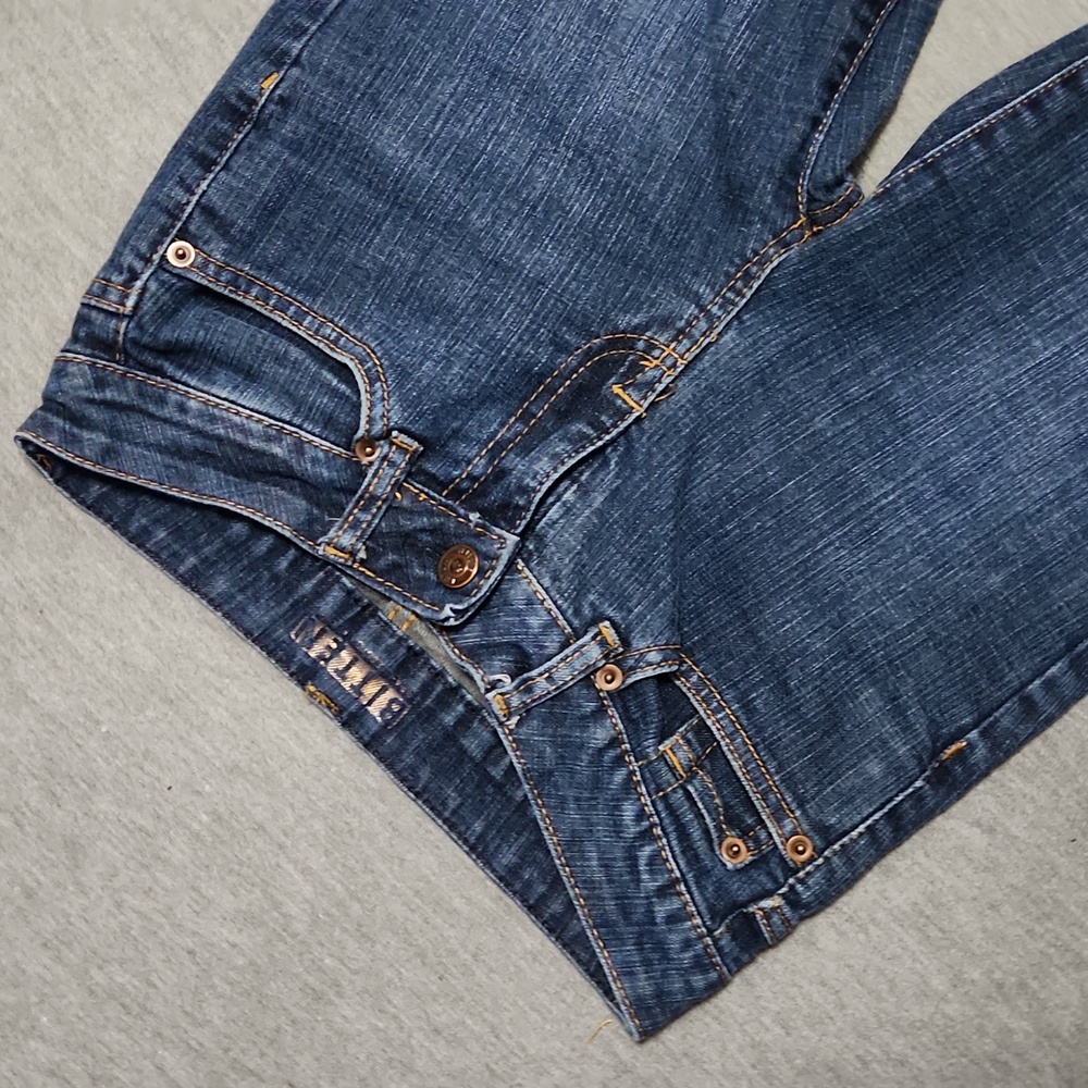 Vintage Y2K Bitten Mid Rise Bootcut Kick Flare Leg Blue Denim Jeans - Picture 5 of 12